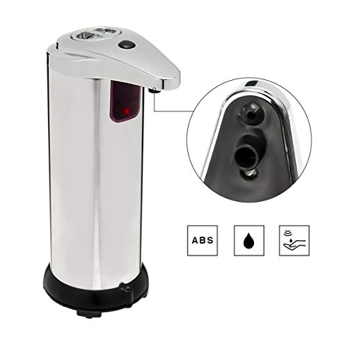 TAPCET Soap Dispenser Automatic Soap Dispenser Touchless Infrared Motion Sensor Soap Dispenser, Stainless Steel Hands Free Soap Dispenser with Waterproof Base for Kitchen and Bathroom, Chrome