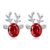 Earrings, Litetao Womens Girls Crystal Gemstone Earrings Luxury Three Dimensional Reindeer Earing Anniversary Engagement Party Wedding Gift (Red)