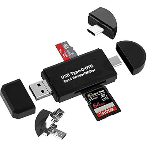 USB Type C OTG Adapter Memory Card Reader for Samsung Galaxy S20 Ultra S10e S10 S9 Plus Note 20 10 9 A20s A20e A21s A30 A30s A40 A51 A50 A51 A70 A71, Tab S7+ S7 S6 Lite S6 S5e / Tab A 10.1 / Tab A7 Cover