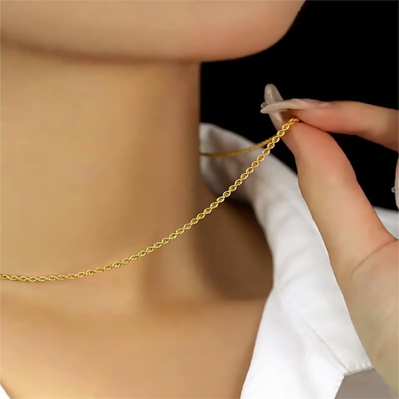 14K Solid Yellow Gold Twisted Rope Chain Necklace, Diamond Cut Classic Chain, 1.5mm,2mm,3.2mm and 4.2mm Gift for Men & Women (Available in 16 to 36 Inch Lengths) - Image 4