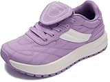 WHITIN Women's Walking Sneakers Wide Toe Box Cushioned Shoes Size 6.5 6.5W Athletic Training Fashion Canvas Tennis Gym Comfortable Comfortable S301 Purple 37