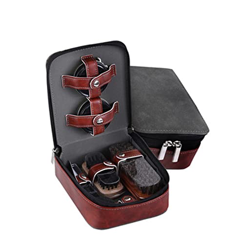 Cepillo de zapatos de cerdas suaves y crin para pulir calzado masculino con bolsa de viaje 2