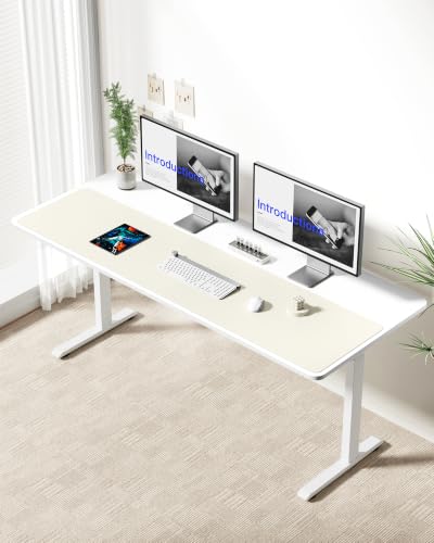 Image of YSAGi Leather Desk Pad Protector, Office Desk Mat, Large Mouse Pad, Non-Slip PU Leather Desk Blotter, Laptop Desk Pad, Waterproof Desk Writing Pad for Office and Home (Cream,55 inch x 17.2 inch)