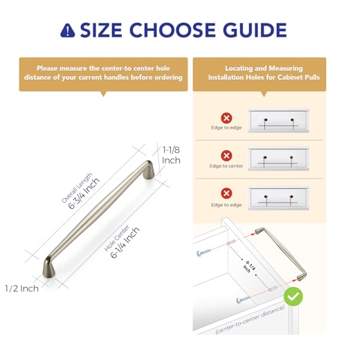 Image of Ravinte 5 Pack 6-1 /4 Inch Brushed Nickel Kitchen Cabinet Handles Solid Zinc Alloy Cabinet Pulls Cupboard Hardware Drawer Handles