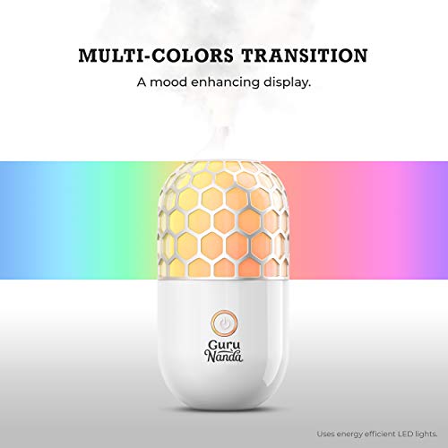 Gurunanda Honeycomb Diffuser & Essential Oils Gift Set (90Ml) - Top 6 100% Pure, Natural Oil Blends For Aromatherapy - Ultrasonic Diffuser With 7 Color Led Lights, Auto-Shut-Off - Helps Relieve Stress #TOP5