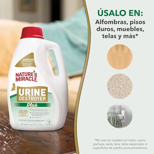 Nature’s Miracle Urine Destroyer Plus for Cats, Enzymatic Formula Tough on Strong Cat Urine And The Yellow Sticky Residue, 1 Gal by Nature's Miracle - Image 6