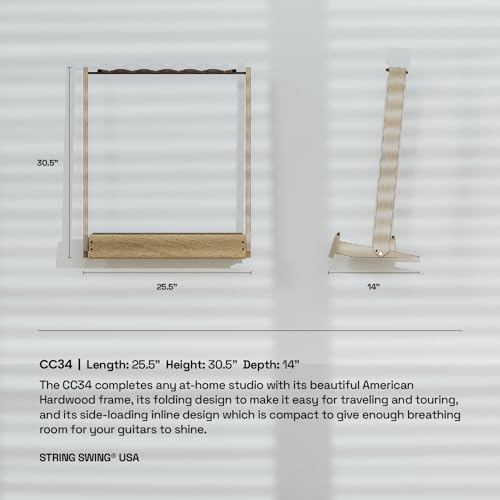String Swing Guitar Stand for 6 Electric or Bass, or 3 Acoustic Guitars for Home or Studio (CC34) by String Swing - Image 7