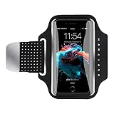 Water Resistant Cell Phone Armband for iPhone X, Xs, 8 Plus, 7 Plus, Samsung Galaxy S9, S9+, Note 8, S8, 5-6 Inch, Reflective Running Workout Exercise Arm Phone Holder + Free Extender (Black, L)