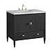 36'' Vanity, Carbon Oak w/ 3 CM Victorian Silver Quartz Top