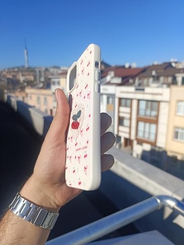 Lavderuar Cherry Loves Nakışlı Kawaii Kiraz Desenli Telefon Kılıfı – iPhone ile Uyumlu, Darbe Emici, Şık ve Dokulu Arka Kapak (kiraz, iphone 15) - Görsel 2