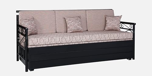 Image of 3 Seater Metal Sofa Cum Bed with Hydraulic Storage | Single Size Sofa Cuma Bed | 3 Seater Sofa Set, Metal Sofa Set for Living Room (Multi & Black, Queen Size (76 x 60))