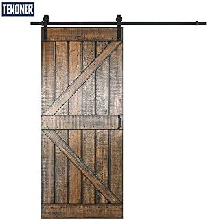 TENONER Sliding Barn Door, 36 inches x 84 inches,Vintage Pine Wood, K-Frame,DIY Sliding