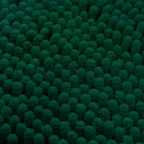 HOMEIDEAS 3 Pieces Bathroom Rugs, Ultra Soft Non Slip Absorbent Chenille Toilet Bath Mat Set (Dark Green) by HOMEIDEAS - Used condition - Image 7