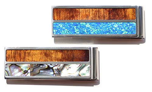 Stainless Steel Hawaiian Koa Wood And Natural Abalone Shell Money Clip #TOP4