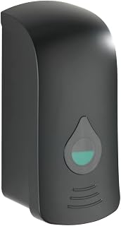 WENKO Desinfektionsmittel- und Seifenspender Ranera L Schwarz, hygienischer Wand-Spender für Desinfektionsmittel, Flüssigseife etc, Befestigen ohne Bohren, Füllmenge: 740 ml, 10,5 x 24,5 x 10,5 cm