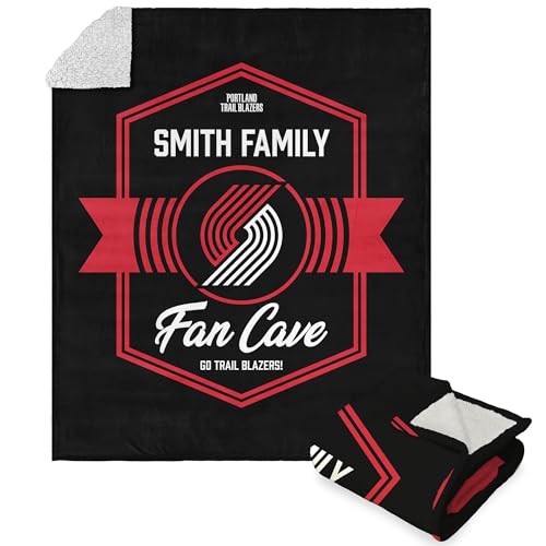 NORTHWEST NBA Portland Trail Blazers, Dominion, Personalized Silk Touch Sherpa Throw Blanket, 50 x 60 Inches