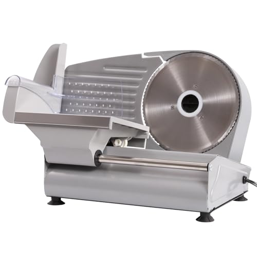 Image of Meat Slicer Machine for Home with 7.5 inch Stainless Steel Blade | Electric Meat Slicer, Adjustable Thickness for 0-15mm, Food Slicer for Meat, Jerky, Cheese, Easy to Clean (Silver)