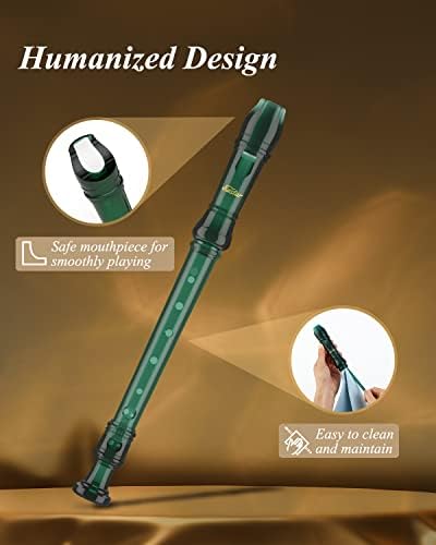 Eastar ERS-1GG GPPS 3 Piece C German Style Soprano Recorder, Dark Green - View 6