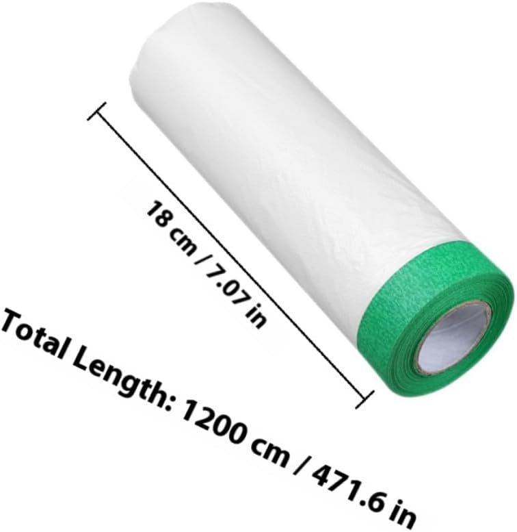 Cabilock Masking Film and Automotive Masking Paper 180cm X 12m High Adhesion Protective Plastic Cover for Car Paint and Exterior Wall Dust Protection