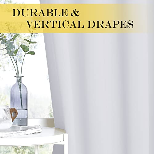 NICETOWN Sliding Room Divider for Space - Wide Width Thermal Drapes, Absorb Noise, Block Out Light, Blind for Patio Door (Greyish White, Width 100 inches, Length 108 inches)