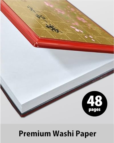 Libro de sellos japonés Goshuincho Btale para templos con tapa dura hecha a mano Sakura rojo 6