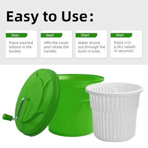 Wutfly 5 Gallon Commercial Salad Spinner and Dryer, Large Manual Vegetable Washer & Greens Dryer with Drain Tube, Heavy-Duty & FDA Listed for Restaurant, Home, Farm Use by Wutfly - Image 5
