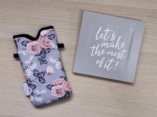 Tainada Men Women Neoprene Phone Sleeve Pouch Case Bag with Crossbody Strap/Neck Lanyard for iPhone 16/15/14 Pro Max, 16/15/14 Plus, Samsung S25, A55, Google Pixel 9 (Gray Floral) by Tainada - Used condition - Image 3