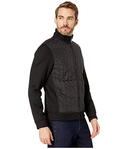 Perry Ellis Men's Quilted Front Full-Zip Jacket, Black, Small #TOP3