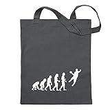 Kiwistar - Baumwolltasche - stahlgrau - Evolution Handballer - Tragetasche Stoffbeutel Umhängetasche Langer Henkel