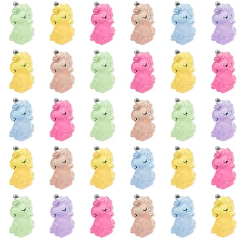 WELANE Mini Resin Unicorns, 30 PCS Cute Animal Miniatures for Garden, Landscape, Dollhouse Decor (6 Colors)