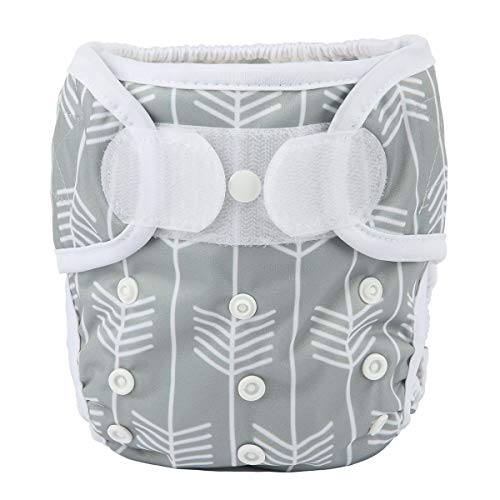 Image of Baby Cloth Diaper Cover Nappy Hook and Loop Double Gusset 6.6lbs to 33lbs (Grey Arrow) One Size