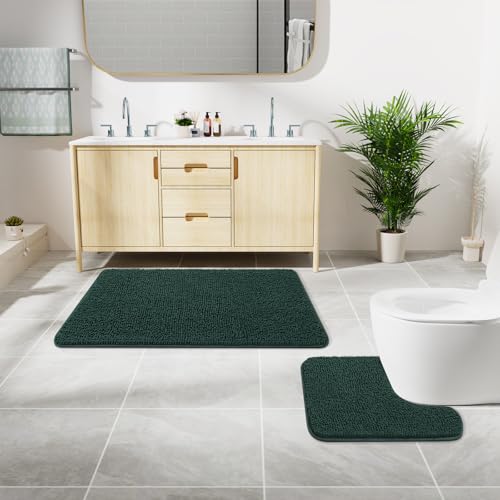LOCHAS Bathroom Rugs Sets 2 Piece, 20''x20'' & 34''x21'', Hunter Green by LOCHAS - Used condition - Image 8