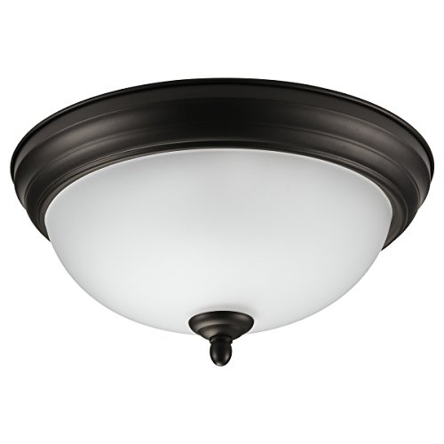 Globe Electric 65186 Dobson 1-Light Flush Mount Ceiling Light, Dark Bronze, Frosted Glass Shade by Globe Electric - Used condition - CA$16.35