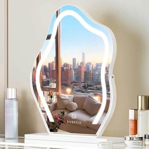 VANITII Vanity Mirror with Lights 17.7" X 21.6" Lighted Makeup Vanity Mirror with Smart Touch Dimmable 3 Light Modes Cloud Makeup Mirror 10X Magnification Rotation Design for Dressing Room Cover