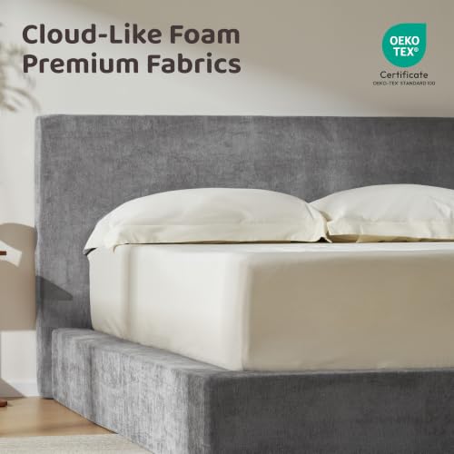 Image of RECCI AirFrame Queen Upholstered Bed Frame with Plush Padded Headboard