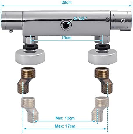 Hanstore Upgrade Thermostatic Shower Mixer Bar Round Wall Mounted Bath Shower Valve Anti Scald Tap Hot Cold Water Intelligent Constant Temperature Chrome Finished (Wall-Mounted)
