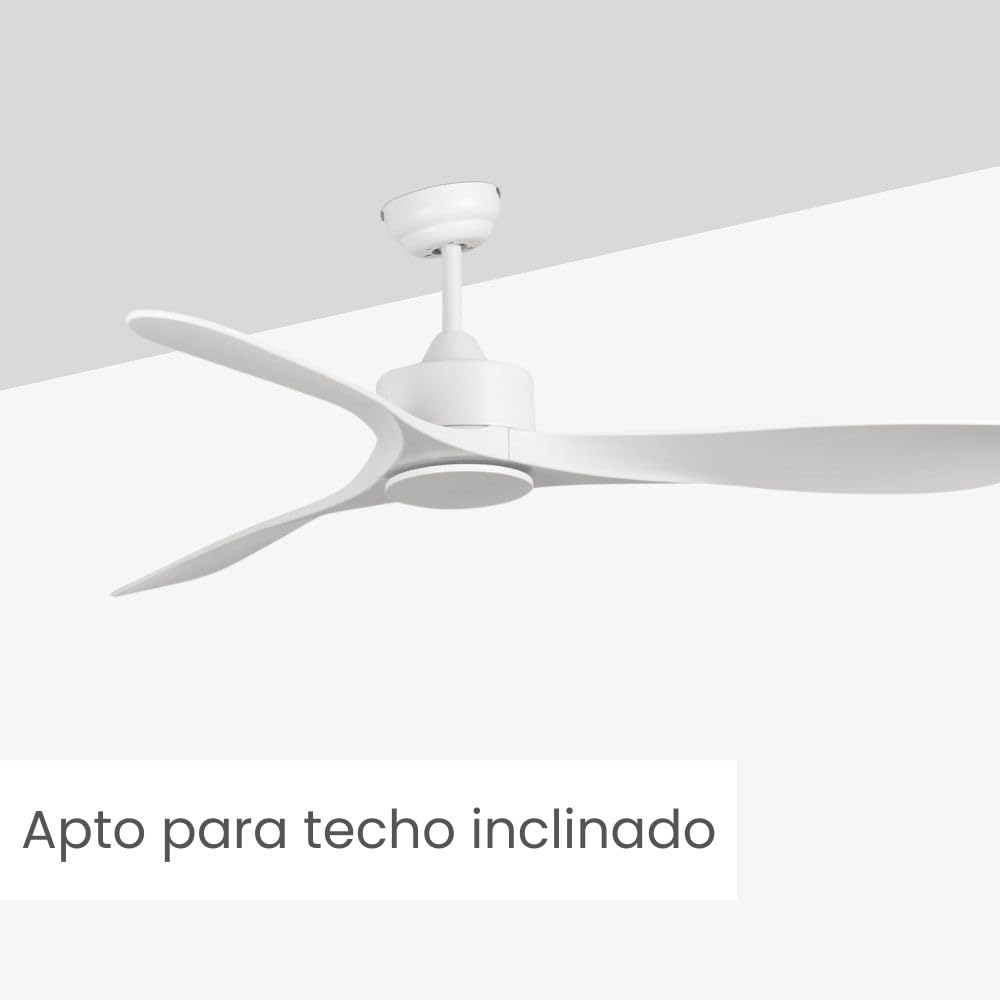 FARO BARCELONA Ventilatore da soffitto LUZON L acciaio, ABS bianco opaco H: 28,5 cm Ø132 cm