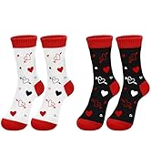 Kannove Valentines Day Heart Socks for Women Men, 2 Pairs Cute Love Socks, Cool Valentine Gifts f...
