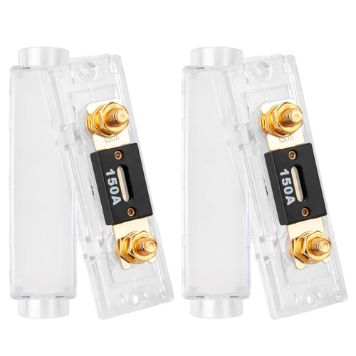 RED WOLF 150Amp Car Radio Audio ANL Fuse Block Holder Fusible Distribution Block 0/2/4 Gauge In Out for Trolling Motor ATV Trailer Inverters and Video System 2 PCS, Gold Plated