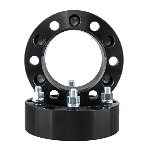 TRIL GEAR Set of 2 Wheel Spacers 2" Thickness 6x5.5 to 6x5.5 6 Lugs Hub Centric Wheel Spacers Adapters 14x1.5 Thread Pitch Replacement for Silverado 1500 Tahoe Suburban (Black)