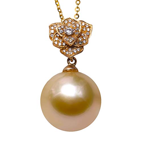 Collier perle des mers du sud 13mm authentique et or jaune 14 carats