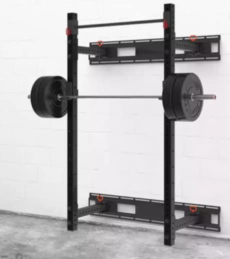 Vortex Wall Mount Foldable 900 LB Capacity Squat Rack Including Stringers, J Hooks, and Pullup bar