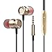 In-Ear Metal Wired Headphones with Volume Control,Gold Metal Magnetic Headset With Mic Heave Bass Stereo Noise Isolating Wired Earphones For Samgung iPhone With 3.5MM Jack (Gold) Potronic