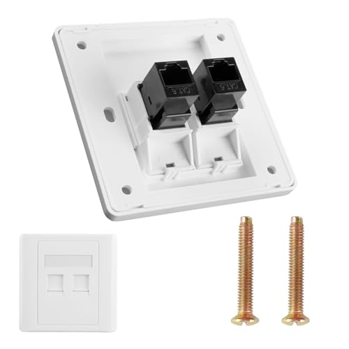 Rj45 Socket Ethernet Wall Socket Cat 6 Gigabit Network Socket Cat6 Ethernet Sockets Rj45 Lan Cable Faceplate Dual-Pass Sockets Networking Port Face Plate Internet Wall Box for Ethernets Cable Install