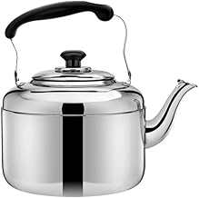 Luxshiny Fogão De Chaleira De Água Chaleiras De Assobiando Bules De Assobiando Fogão Água Quente De Alça Para Cozinha Em Casa 5L Panela De Indução Grande Chaleira Fervendo