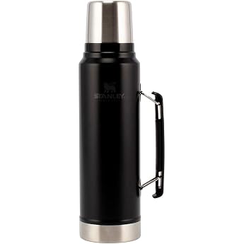 Stanley 10-08266-013 Classic Vacuum Insulated Stainless Steel Bottle, 33.8 fl oz 1 L, Matte Black, Stainless Steel Water Bottle