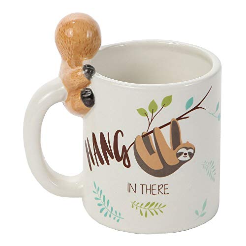 Lily's Home Hang In There Lazy Sloth 3D Animal Mug. Ceramic Cup For Sloth Lovers.10 Oz. #TOP4
