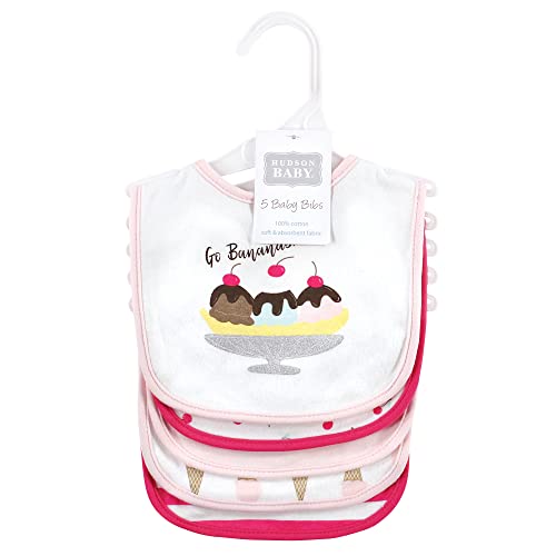 Image of Hudson Baby Unisex Baby Cotton Bibs, Banana Split, One Size