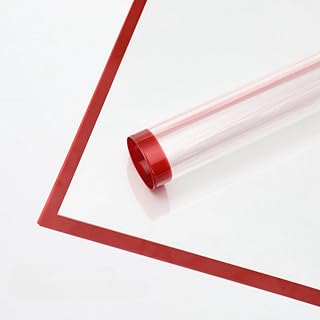 XIZHI 20 Pcs Black Edge Clear Waterproof Flower Flowers Wrapping Paper Gift Packaging Paper DIY Crafts Flower Shop Bouquet Packaging,23x23Inch (Red)