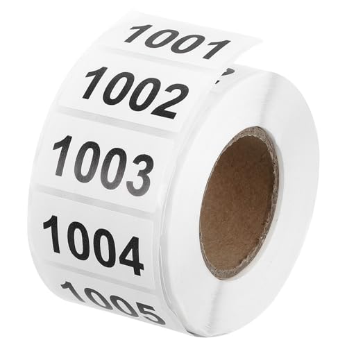 QUARKZMAN Nummernaufkleber Fortlaufend 1001-2000 Inventaretiketten Nummern Selbstklebend Wasserfest Etiketten Aufkleber Für Lagerorganisation Umzugskarton Beschriftung Büromaterial Weiß